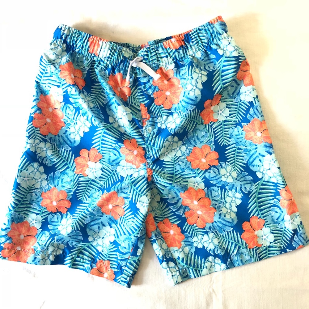 🏄🏾Boys J Khaki Floral Swim Trunks - medium
